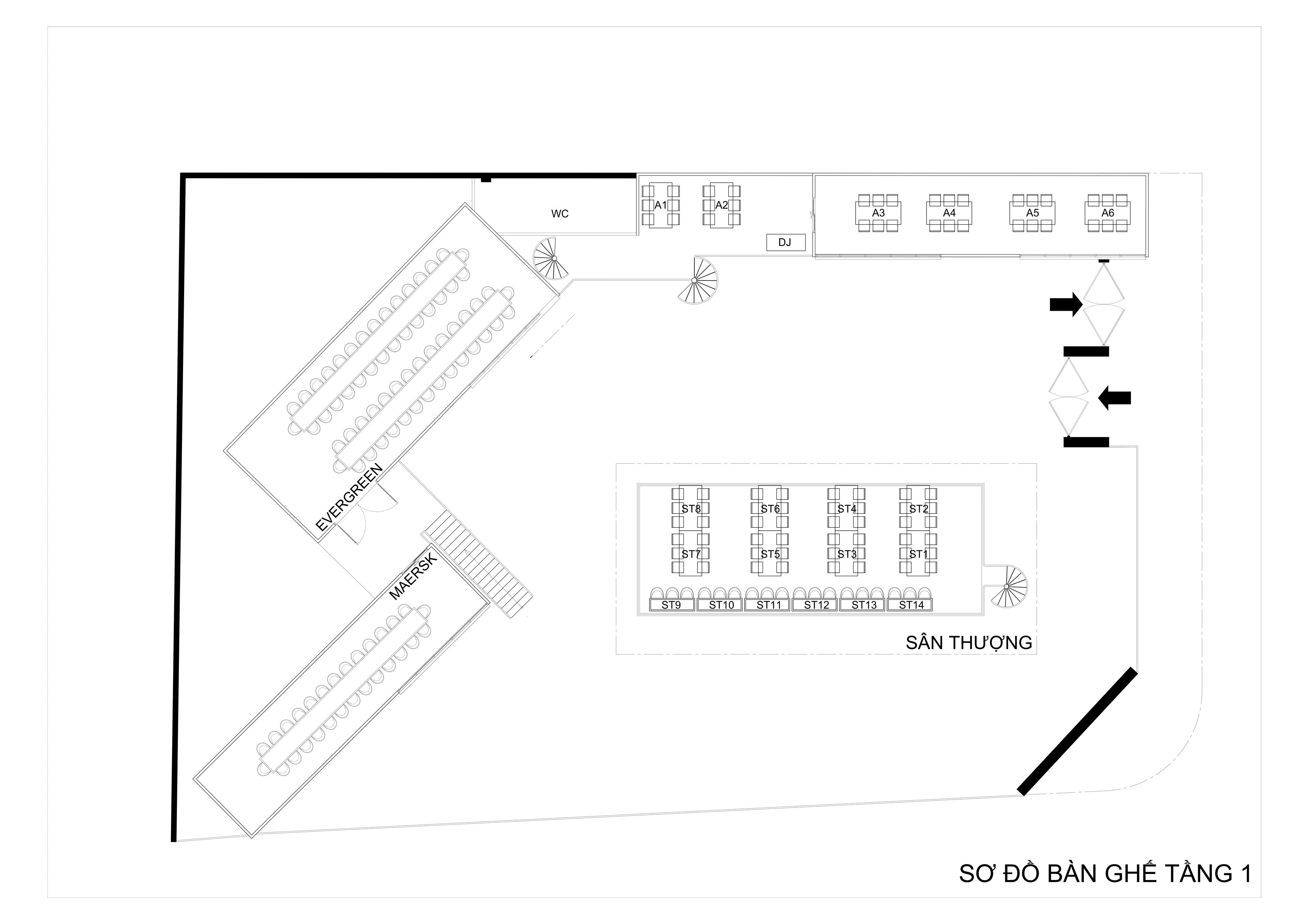 Sơ Đồ Bàn Tầng 1 & Sân Thượng